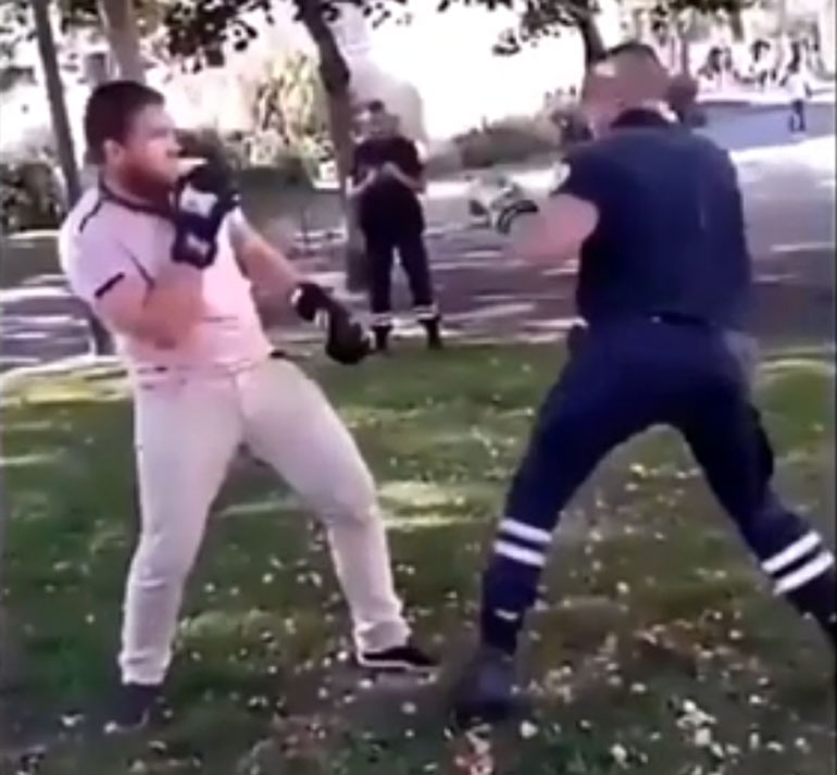 combat boxe entre policier et jeune cite Quimper